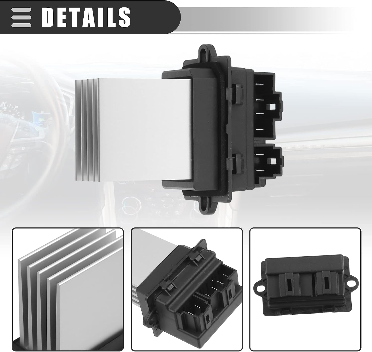 Motoforti Car Heater Blower Motor Resistor, HVAC Blower Motor Resistor, for Dodge Grand Caravan 2001-2005, Metal Plastic, 4885482AC, Black Silver Tone