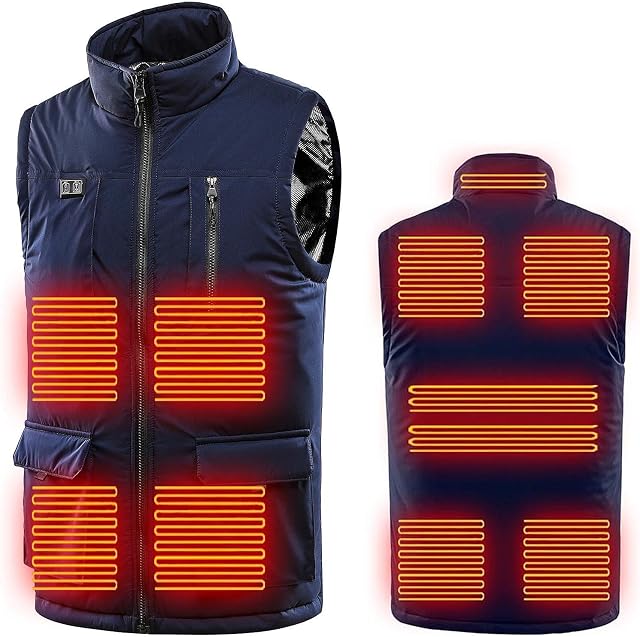 Heated Body Warmer Men Ladies,Heated Vest Heating Jacket Electric USB Rechargeable 3 Temperature Winter Thermal Vests for Outdoor Camping Riding Hiking (Battery Pack Not Included)