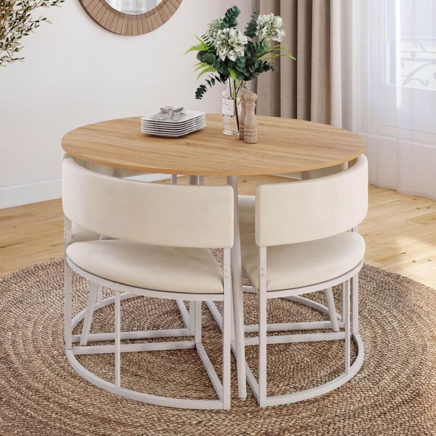IDMarket - Ensemble Table et 4 chaises encastrables MILENE
