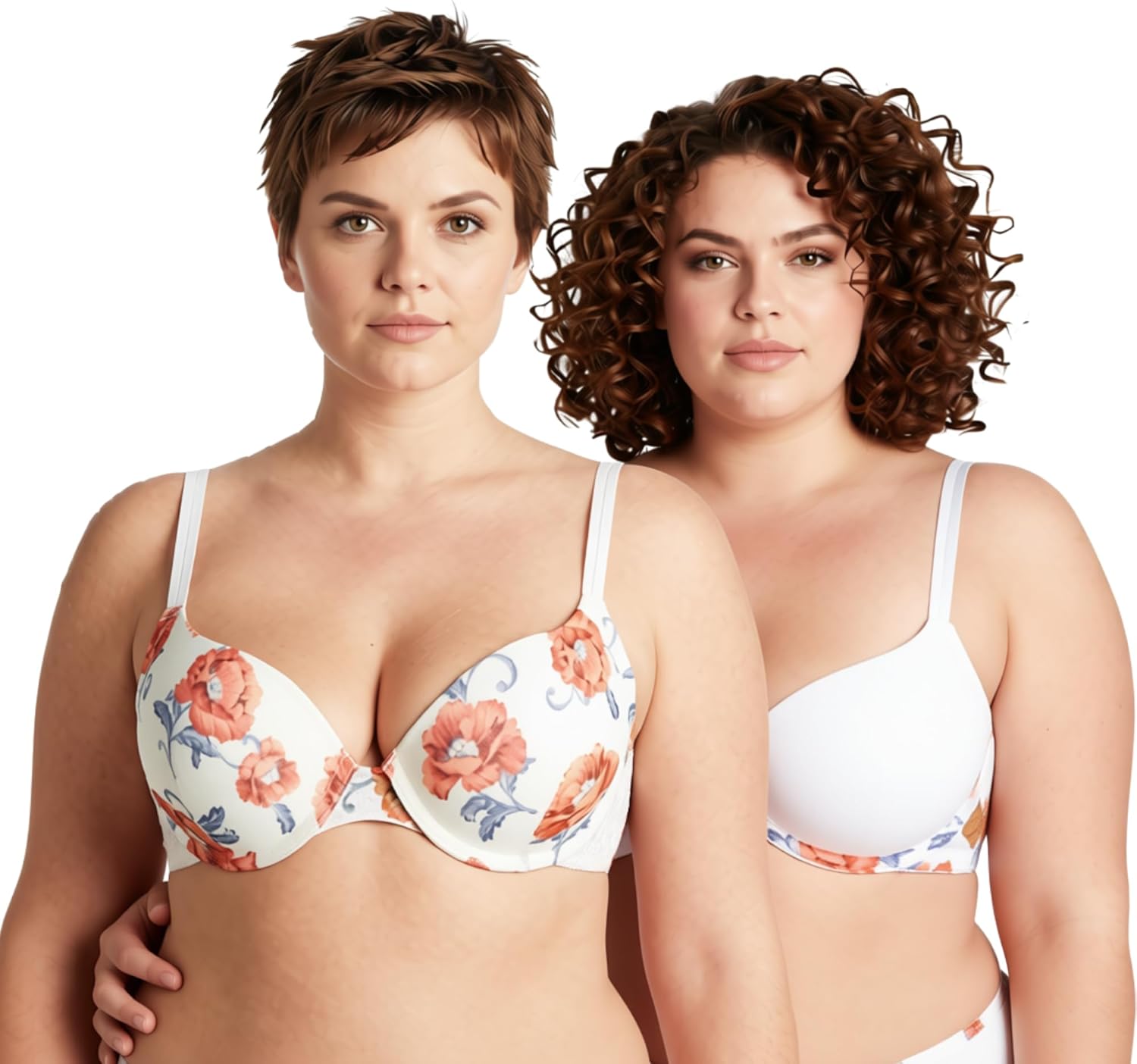 Curve Muse Women's Plus Size Perfect Shape Add 1 Cup Push Up Underwire Bras