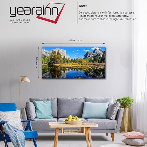 Miniatura 2 de Lienzo grande para pared, paisaje de montaña y lago, arte en lienzo sobre el parque nacional de Yosemite, bosque verde, lago azul, agua, arte