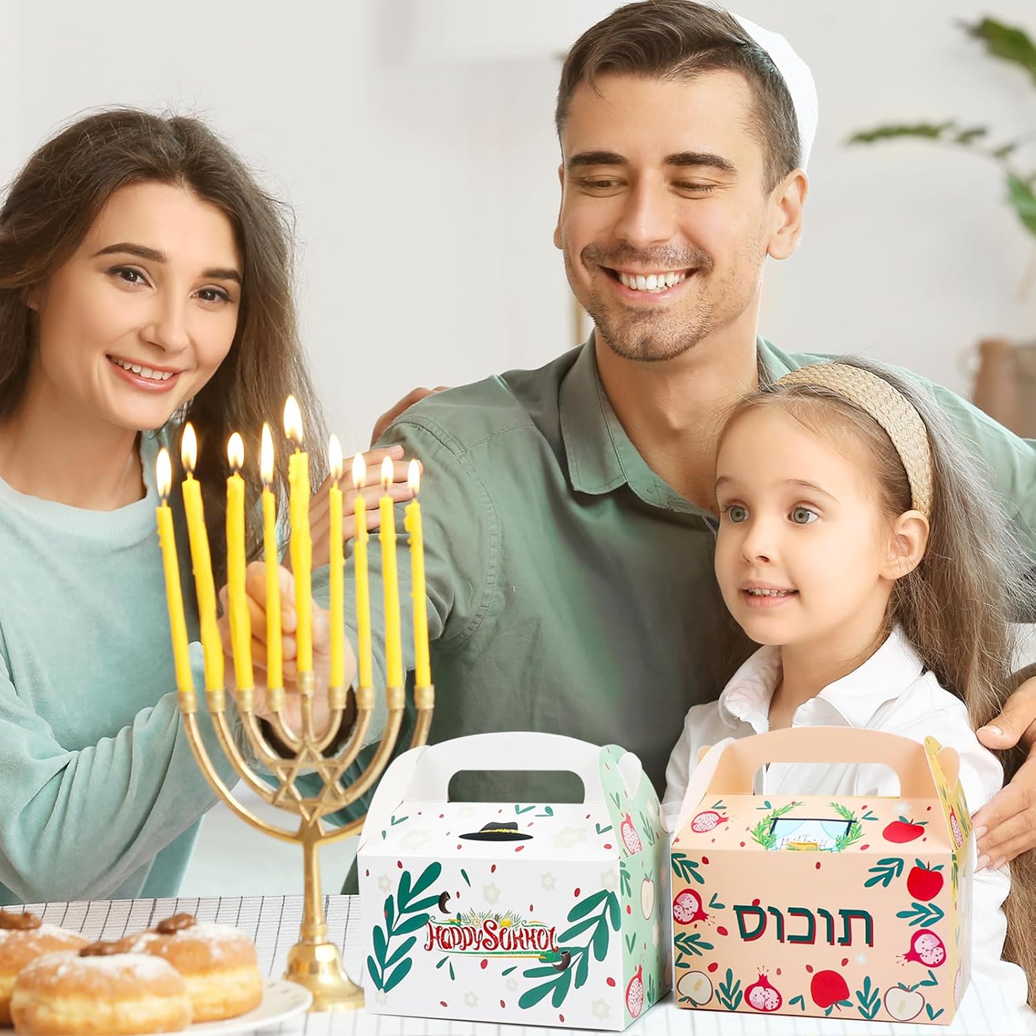 HOWAF 12pcs Happy Sukkot Gift Boxes, Happy Sukkot Party Decoration Treat Boxes, I Love Sukkot Paper Candy Boxes Goodie Boxes for Jewish Festival Holiday, Jewish Holiday Party Favors Boxes - Image 6