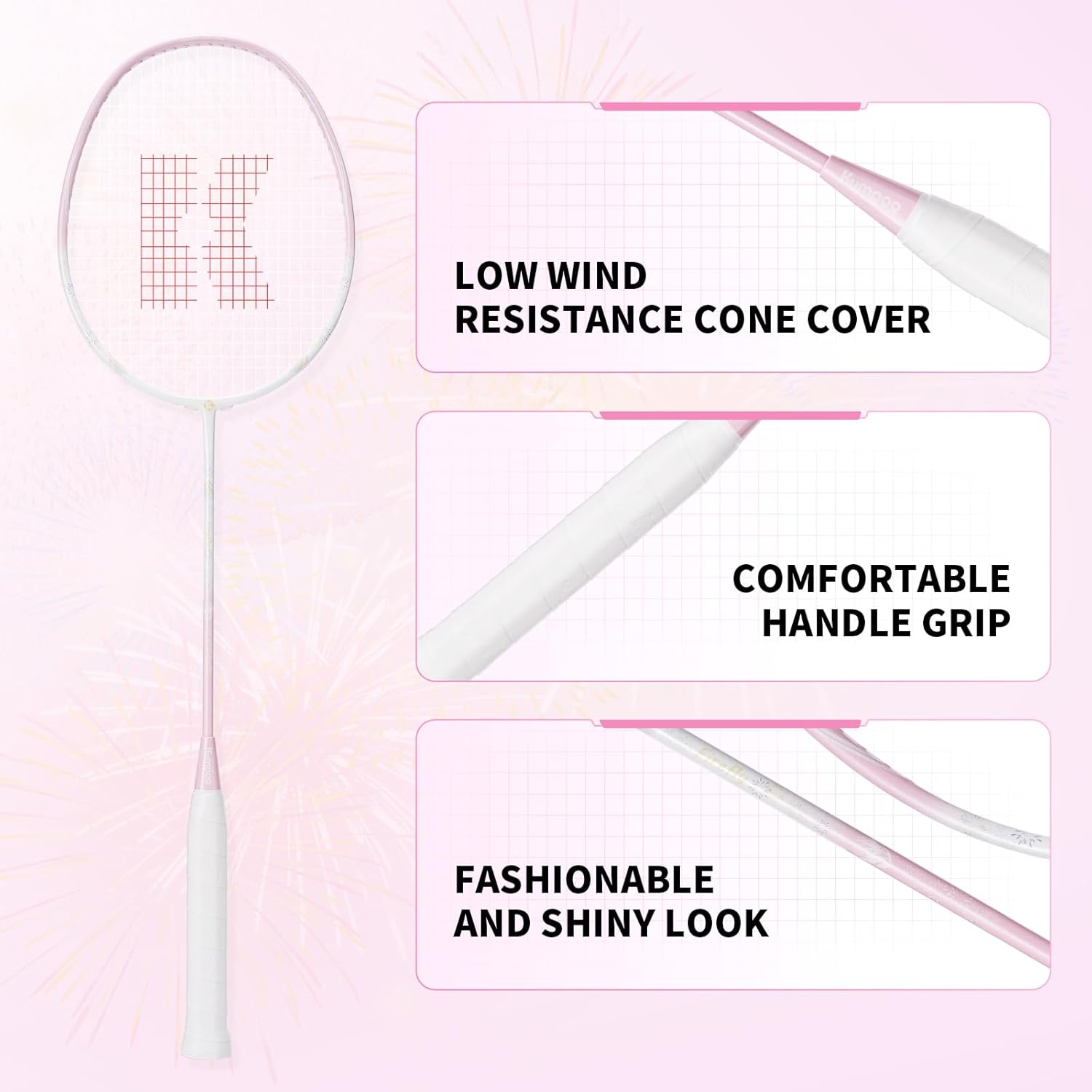 Professional Badminton Racket, Carbon Fiber Badminton Racket Set with Grip&Bag, Pro Badminton Racquet Lightweight for Beginner, Intermediate Players Outdoor Games Training
