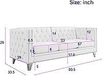 Vista 2 de mikibama Juego de 2 sofás de terciopelo para sala de estar, 2 sofás de 3 plazas con botones, modernos sofás tapizados de 3 asientos con adornos
