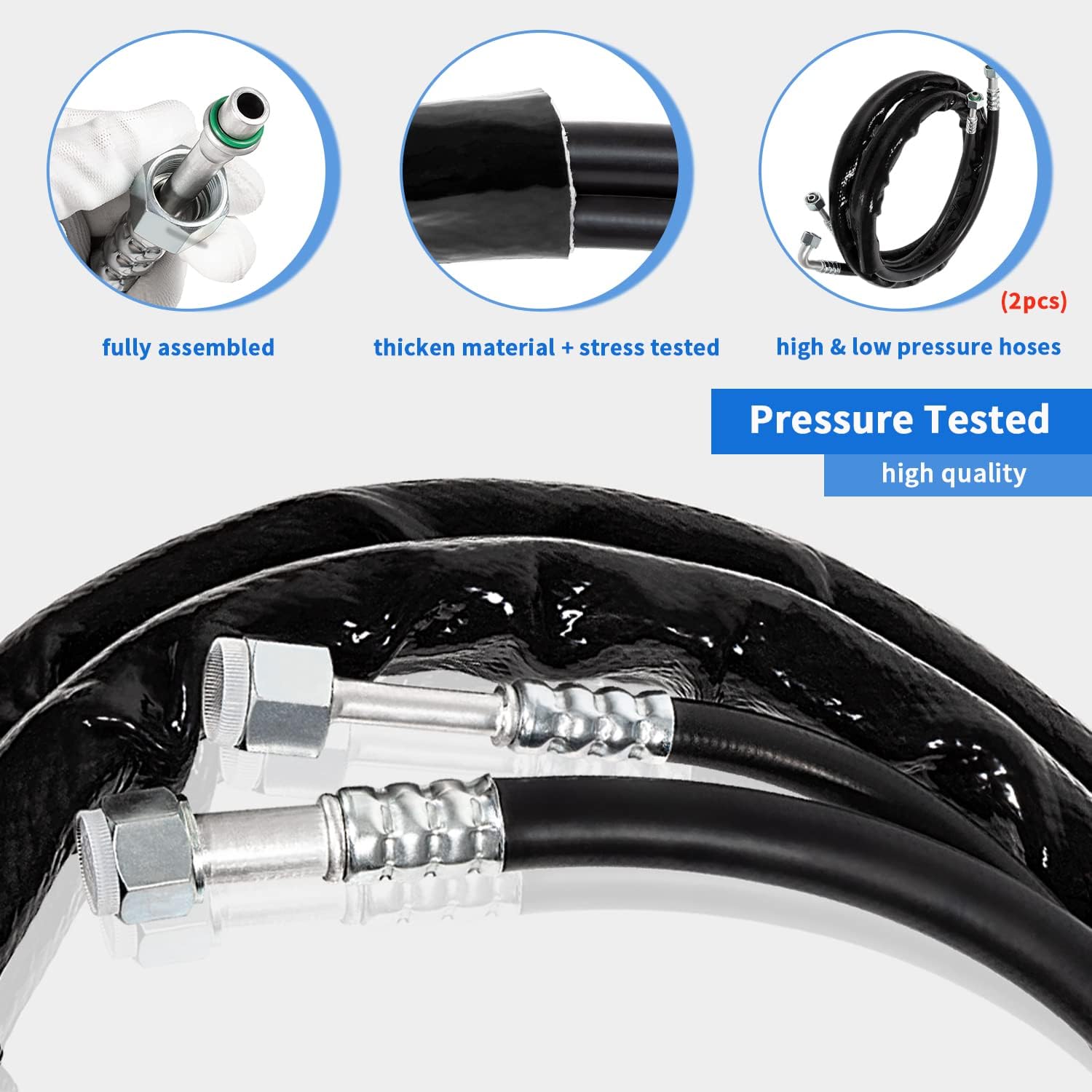 C4677 Rear Aux AC Line Set Air Conditioning Hoses Fit for 2008-2011 Dodge Grand Caravan/Caravan/Chrysler Town & Country Minivans(18PCS)