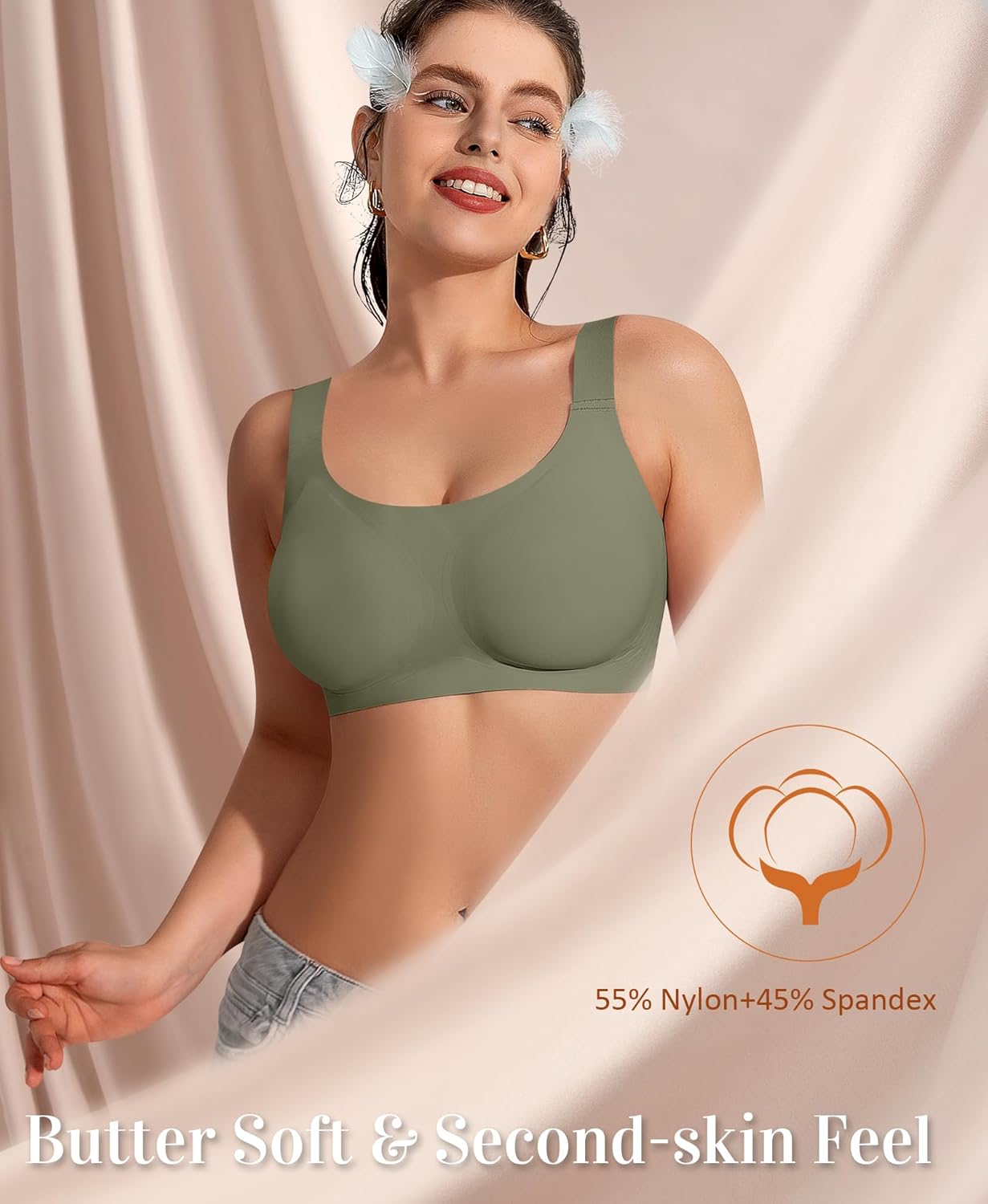 Wireless Jelly Seamless Bras for Women No Underwire Tshirt Full Coverage Padded Bra Comfortable Everyday Bralettes - Image 2