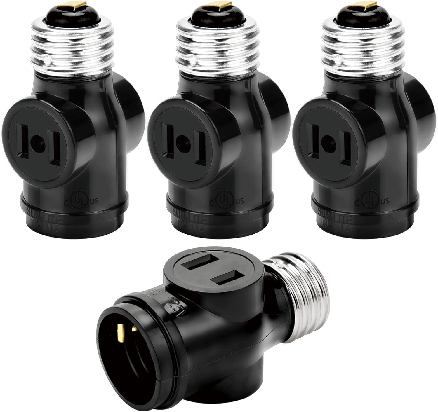 Amazon Crazy 🔥 Deals UL-listed 2 Outlet Light Socket Adapter JACKYLED E26 Socket to Outlet Splitter Converter Medium Screw Socket into 2 Polarized Outlet E26 Socket Adapter 4-Pack