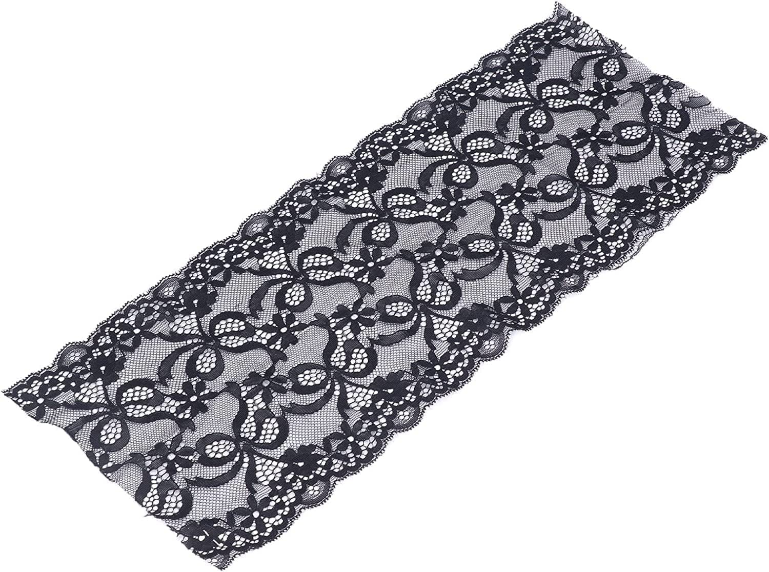 Pizzo cucito fai-da-te, tessuto con rifiniture in pizzo a nastro, nastro da 10 iarde, tessuto bianco nero di buona elasticità largo 17 cm for decorazioni di nozze Bril Confezione regalo artigianale fa