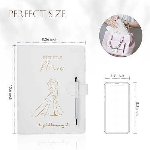 Miniatura 6 de AW BRIDAL Future Mrs - Juego de libro de planificación de bodas y organizador de regalo, planificadores de bodas de destino, planificador de