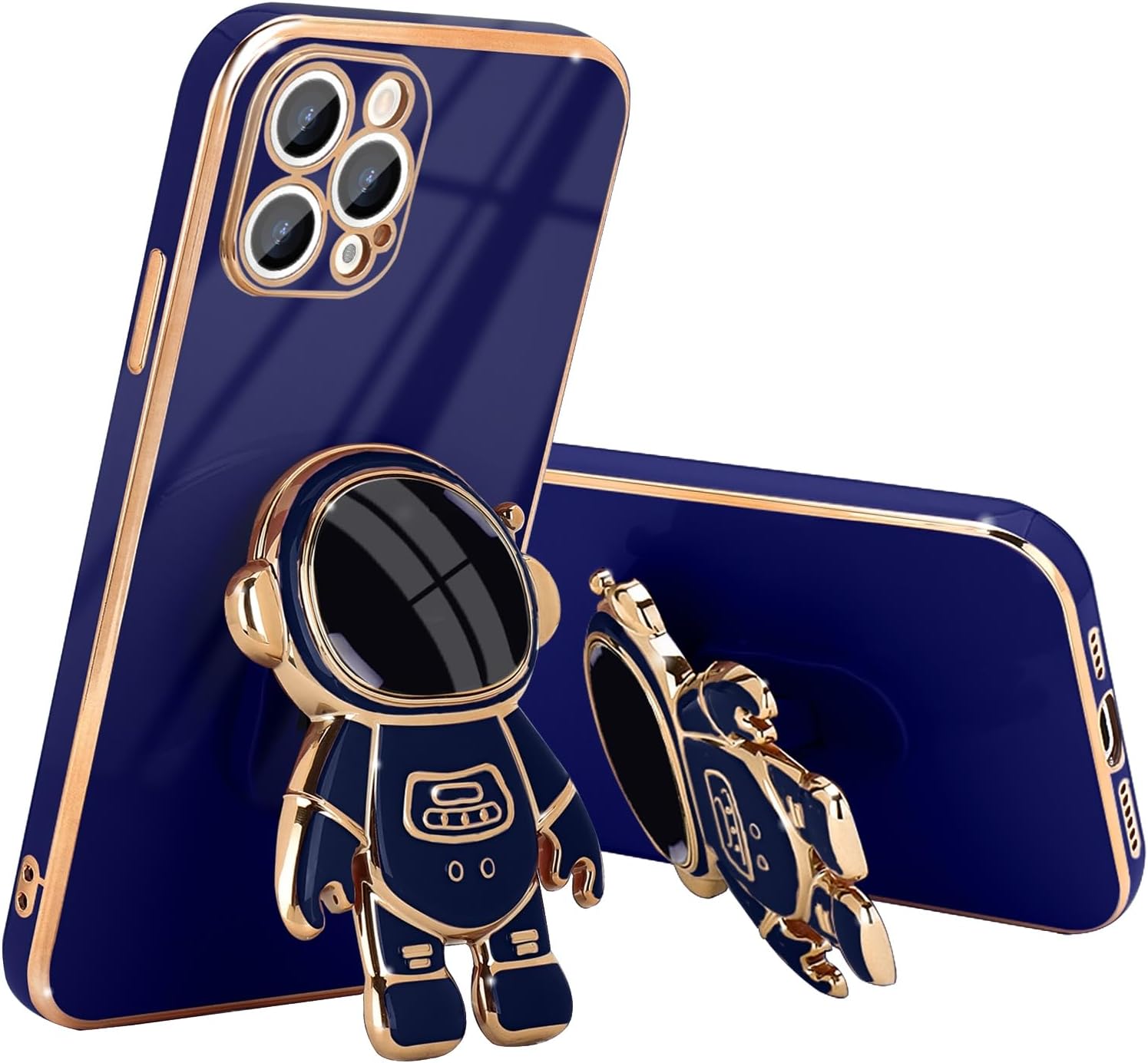 Compatible with iPhone 13 Pro Max Case Cute, 3D Astronaut Stand Shockproof Camera Protection Space Kickstand Soft Plating Cover for Apple iPhone 13 Pro Max Phone Case Royal Blue