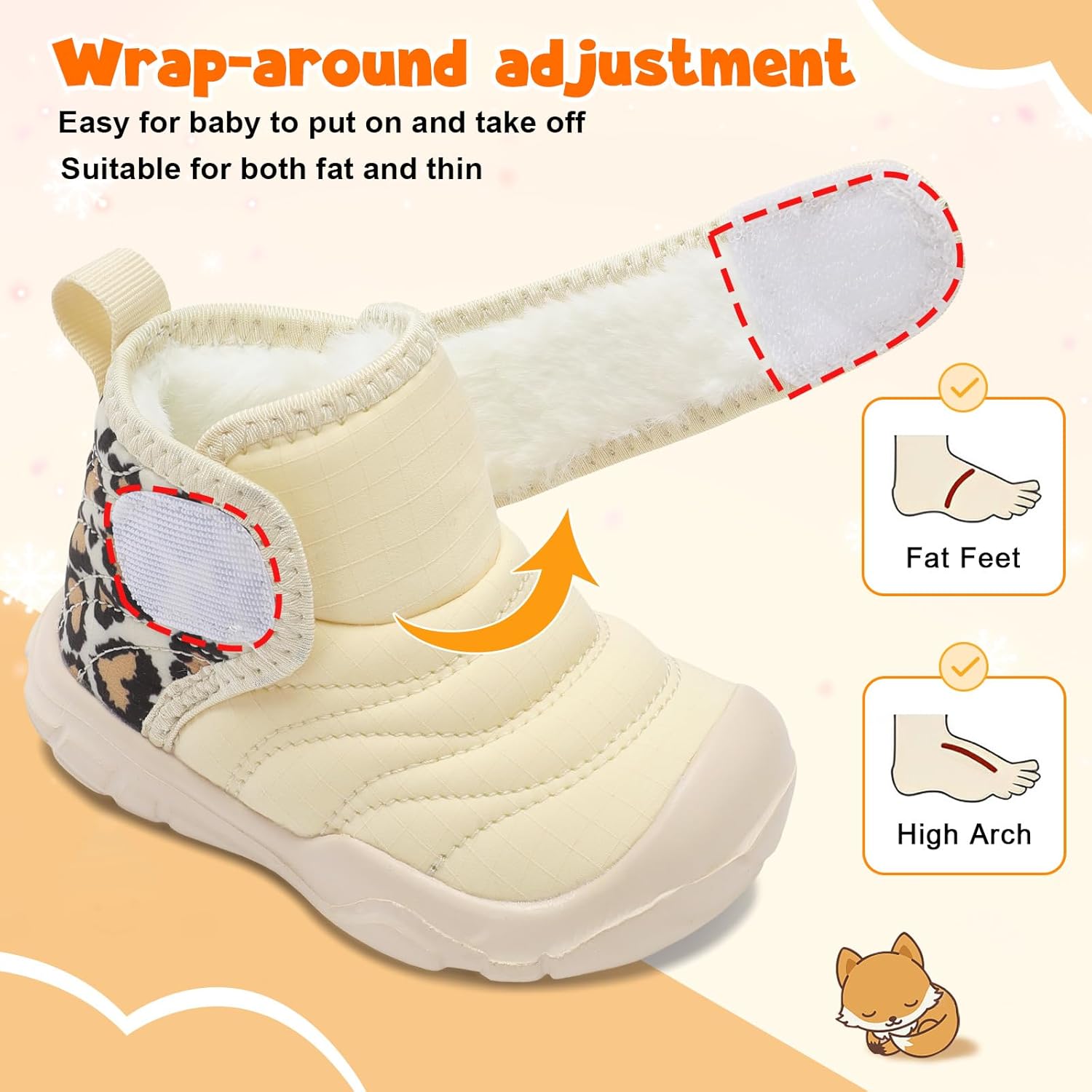FEETCITY Baby Winter Warm Shoes Cozy Fleece Snow Boots Boys Girls Infant First Walking Shoes Water Resistance Booties - Image 5