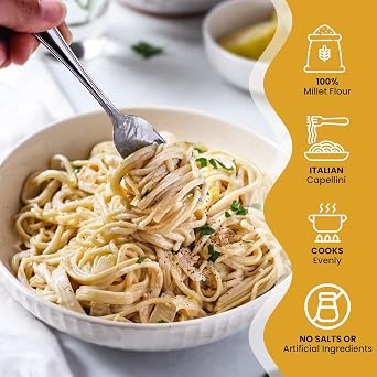 Big Green Organic Food- Organic Millet Capellini, Gluten-Free, Lectin-Free, Non-GMO, Vegan, Wheat and Rice Alternative, 8.8oz (1)