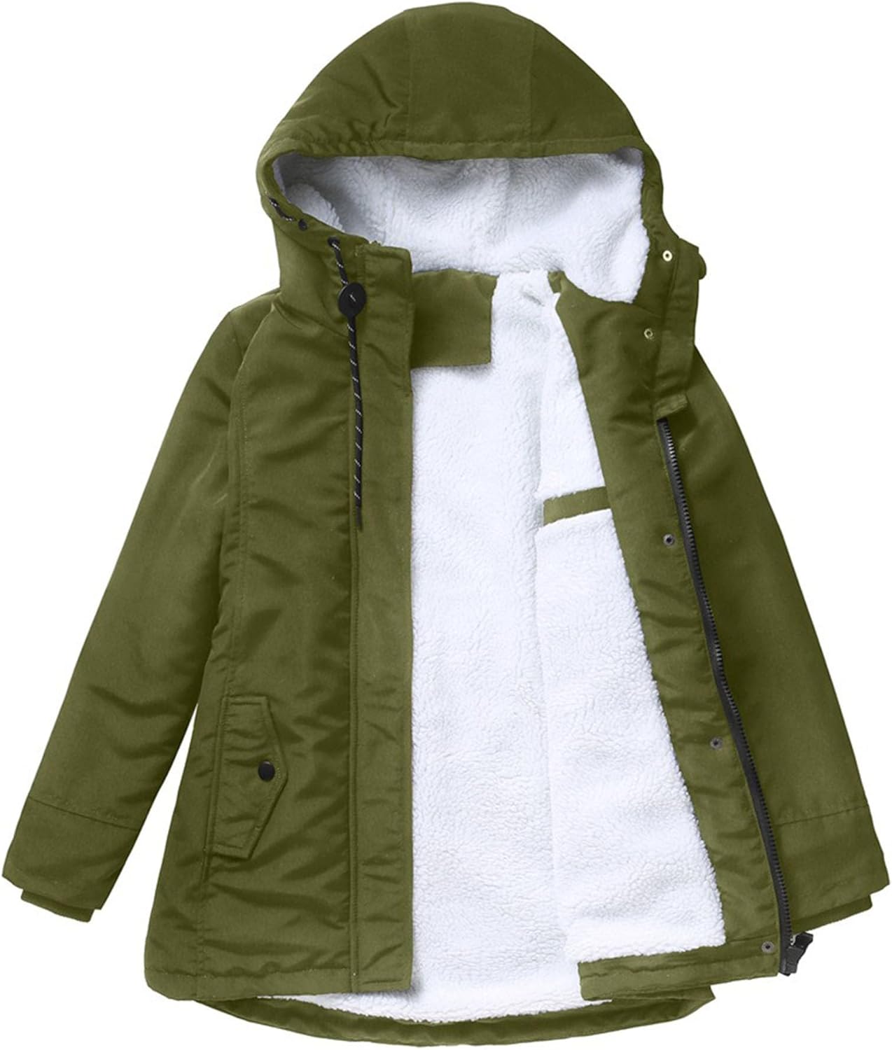 1/2 Pack Women Winter Parka Coat Thicken Fleece Lined Hooded Jacket with Pocket Waterproof Warm Sherpa Quilted Coat