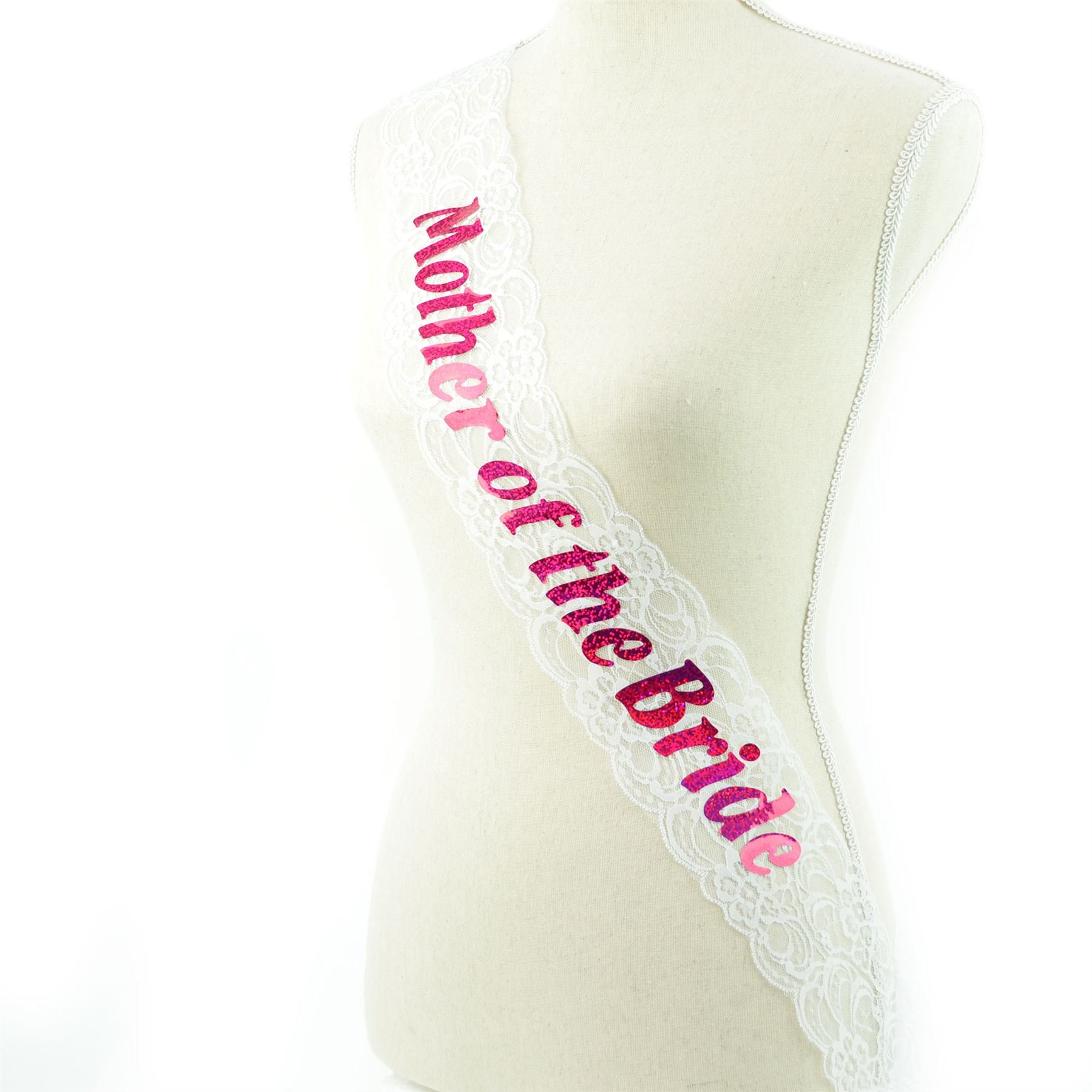 Shatchi Girls White Mother Of The Bride Sash Lace Hen Party Night Out Bridal Shower Bachelorette Wedding Fancy Dress Accessory Decoration