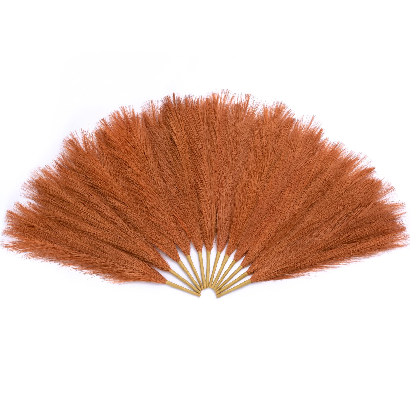 Serwalin Pampas Grass 12Pcs 17.7 Inch, Orange Pampas Grass Decor Faux Pampas Grass, Artificial Pampas Grass Small Pompas Boho Decor, Burnt Orange Decor Centerpieces Home Wedding Party