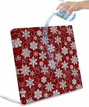 Red Snowflake Christmas Outdoor Waterproof Seat Cushion Covers 24x24, Patio Chair Slipcover with Ties Set of 2, Xmas Winter Abstract Art Replacement Seat Furniture Protector for Garden