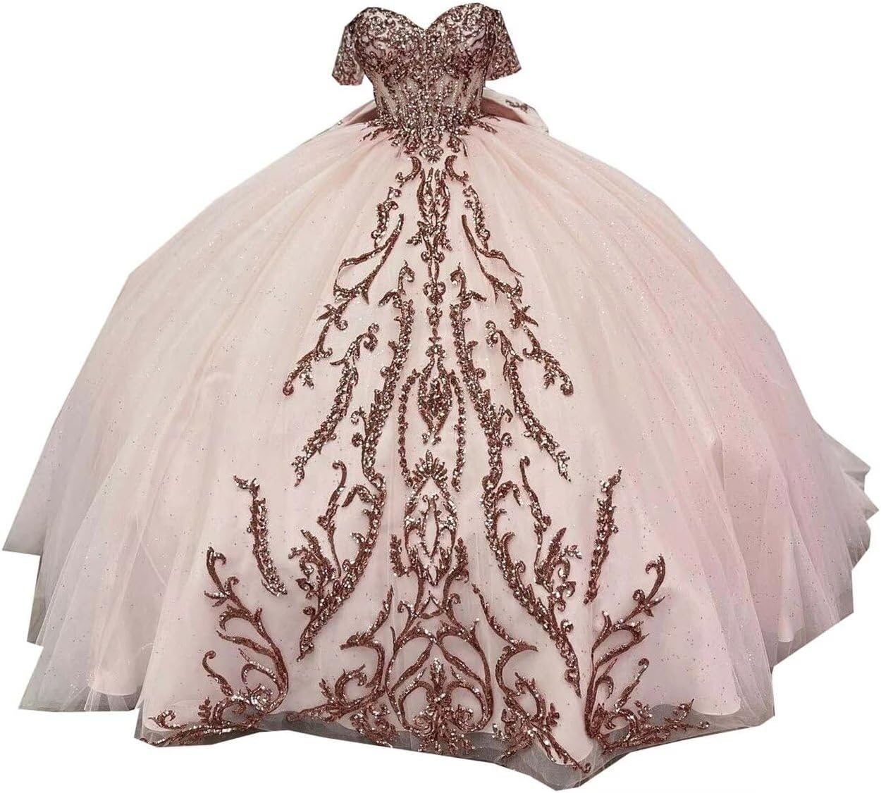 Luxury Beaded Sequins Quinceanera Dresses Appliques Long Prom Ball Gowns Puffy Tulle Princess Dress