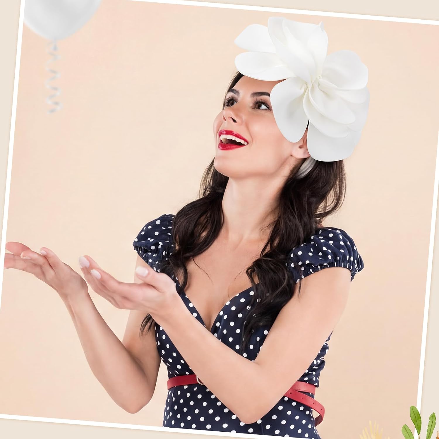 Black,White 2 Pcs Flower Fascinator Hats for Women, White Tea Party Hats, 1920s 50s Wedding Cocktail Floral Headbands with Clip, 2026 Vintage Rose Fascinator Headpiece