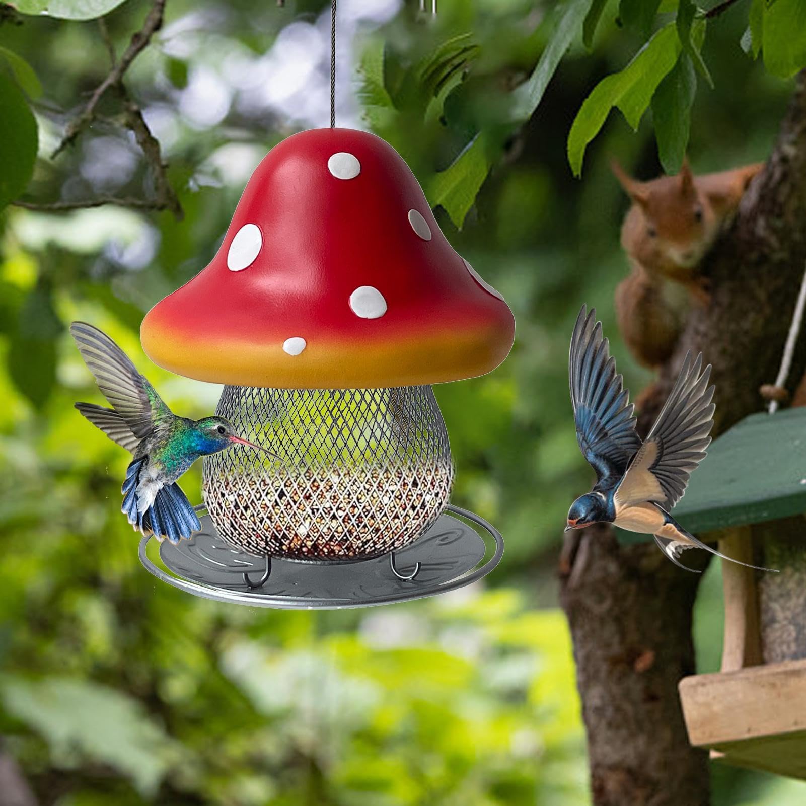 Kolibri-Futterstation Mit Regenschirm-Dach – Wetterfest, 35,6 Cm, Hält Nektar Kühl – Perfekt Für Wildvögel