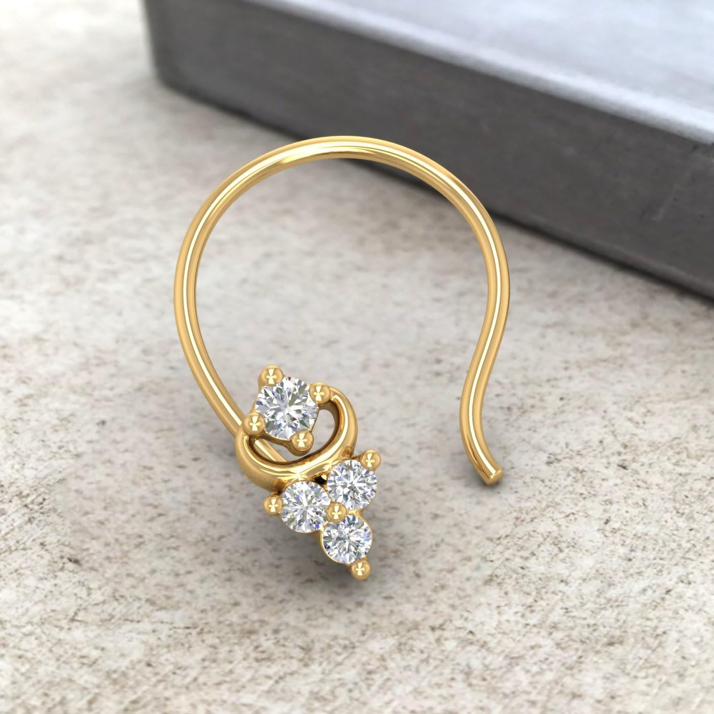 0.04 Carat Natural Diamond Nose Pin Wire Nose Pin 14K Solid Gold Body Piercing Jewelry Nose Stud Gold Jewelry Gift for Women
