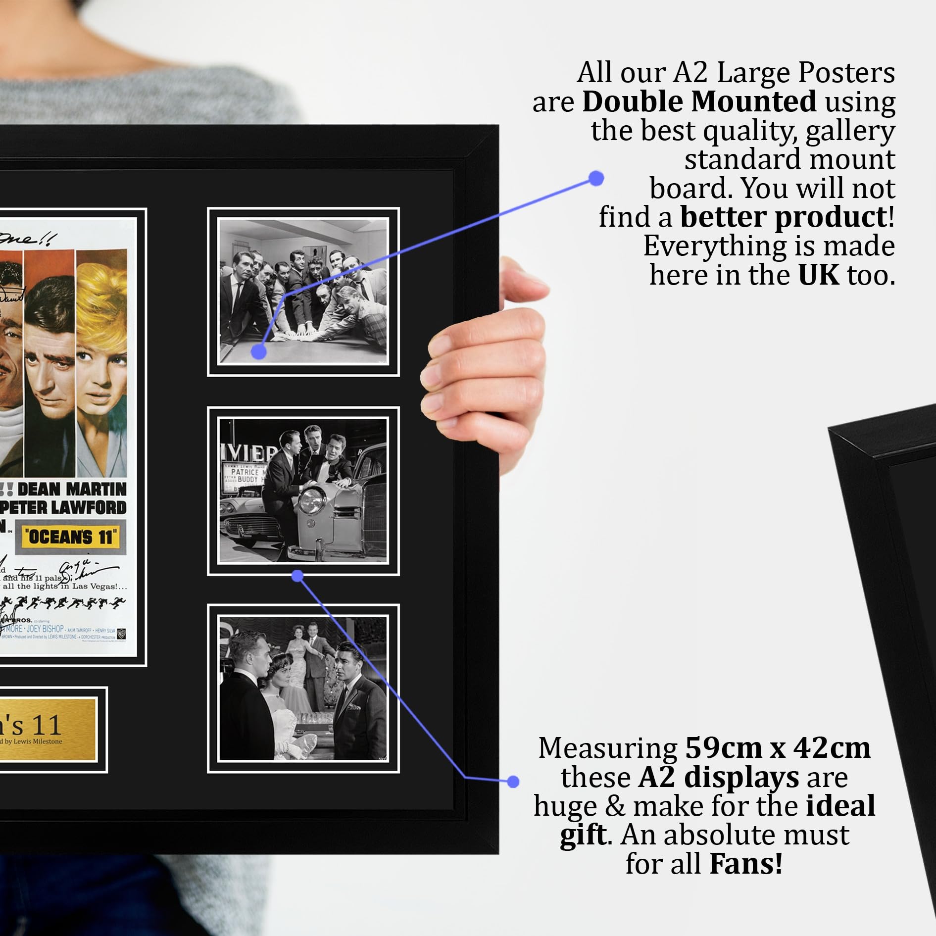 HWC Trading Ocean's 11 Podpisany Plakat Filmowy A2 Deluxe w Ramie