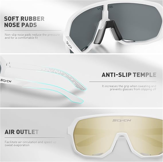 SCVCN Polarized Cycling Glasses UV400 Protection Sports Sunglasses Men Women For MTB Biking Goggles Riding BMX Fishing Running Golf Driving Football Softball and other outdoor sports 508