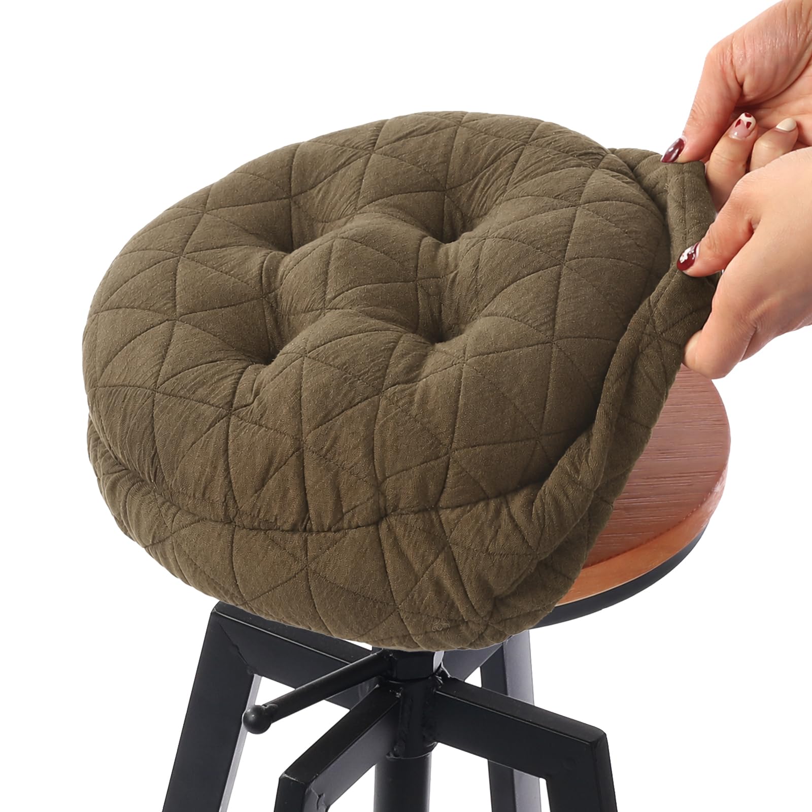 Luxury Bar Stool Cushion - Black Jacquard -28