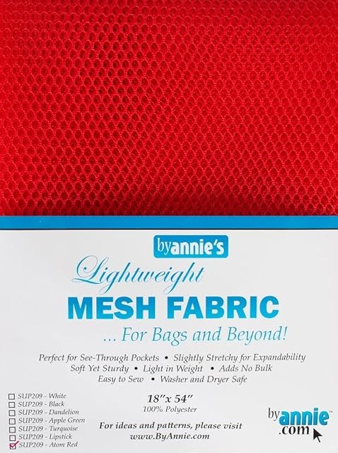by Annie Light Weight Mesh Fabric 1 8 x 54-inch 100% Polyester Atom Red, Acrylic, Multicoloured, 0.09 x 7.4 x 9.4 cm