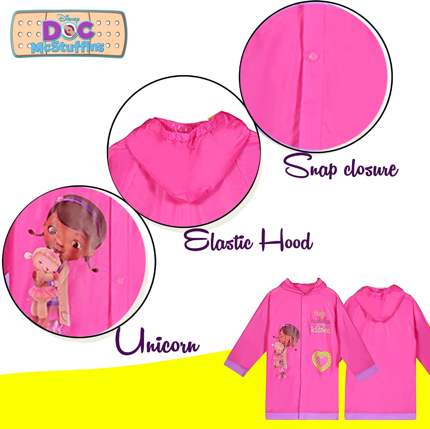Disney Girls' Doc McStuffins (Stuffy Dragon) Hooded Rain Slicker