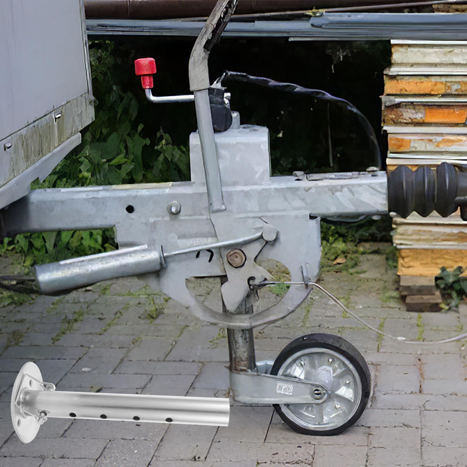 Levemolo Verstellbarer Stützfuß mit Abnehmbarem Fußpolster aus Kohlenstoffstahl für Anhänger und Ergonomischem Design für Wohnmobile und Wohnwagen Zubehör