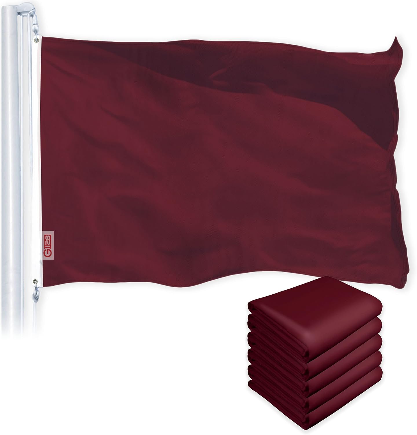 G128 2 Pack: Solid Burgundy Color Flag | 3x5 Ft | LiteWeave Pro Series Printed 150D Polyester | Indoor/Outdoor, Vibrant Colors, Brass Grommets, Thicker and More Durable Than 100D 75D Polyester