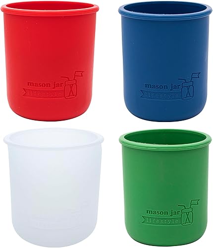 Miniatura 9 de Mason Jar Lifestyle Fundas de silicona de media pinta de boca regular de 8 onzas para proteger la pelota, Kerr y tarros acolchados