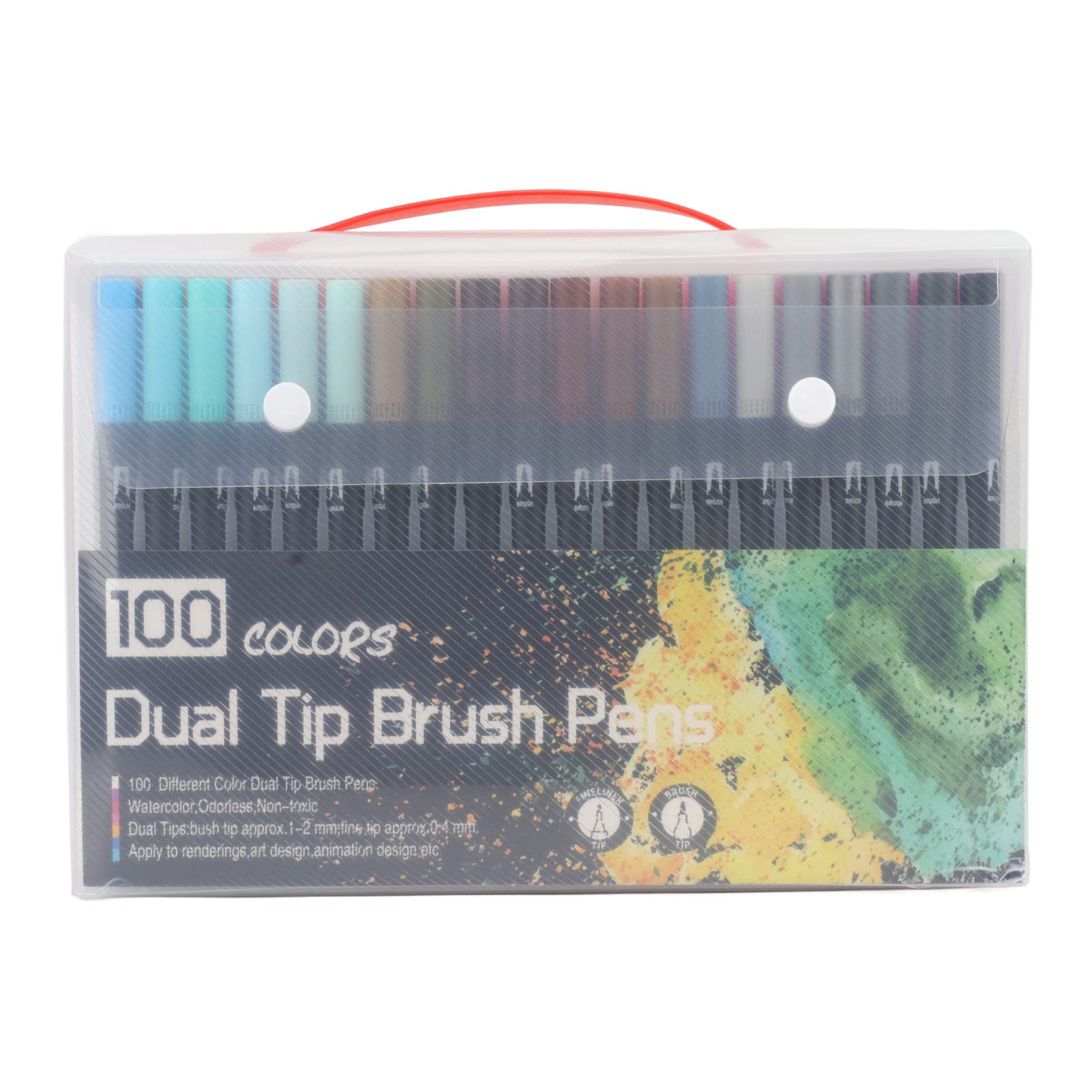 Set di pennarelli a doppia punta, 100 colori di pennarelli da colorare lavabili con punta a pennello e punta fine, pennarelli artistici solubili in acqua per studenti, artisti,