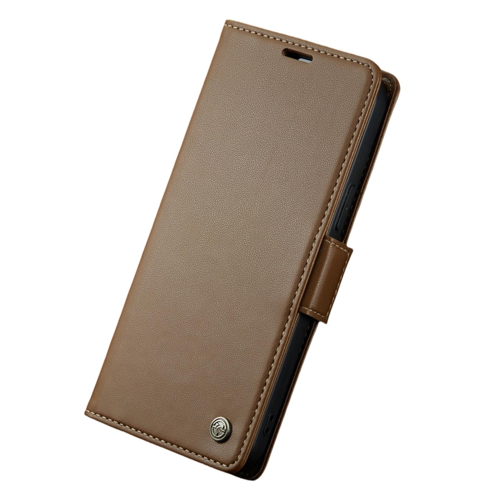 Étui Portefeuille en Cuir pour iPhone X XS (Marron Clair)