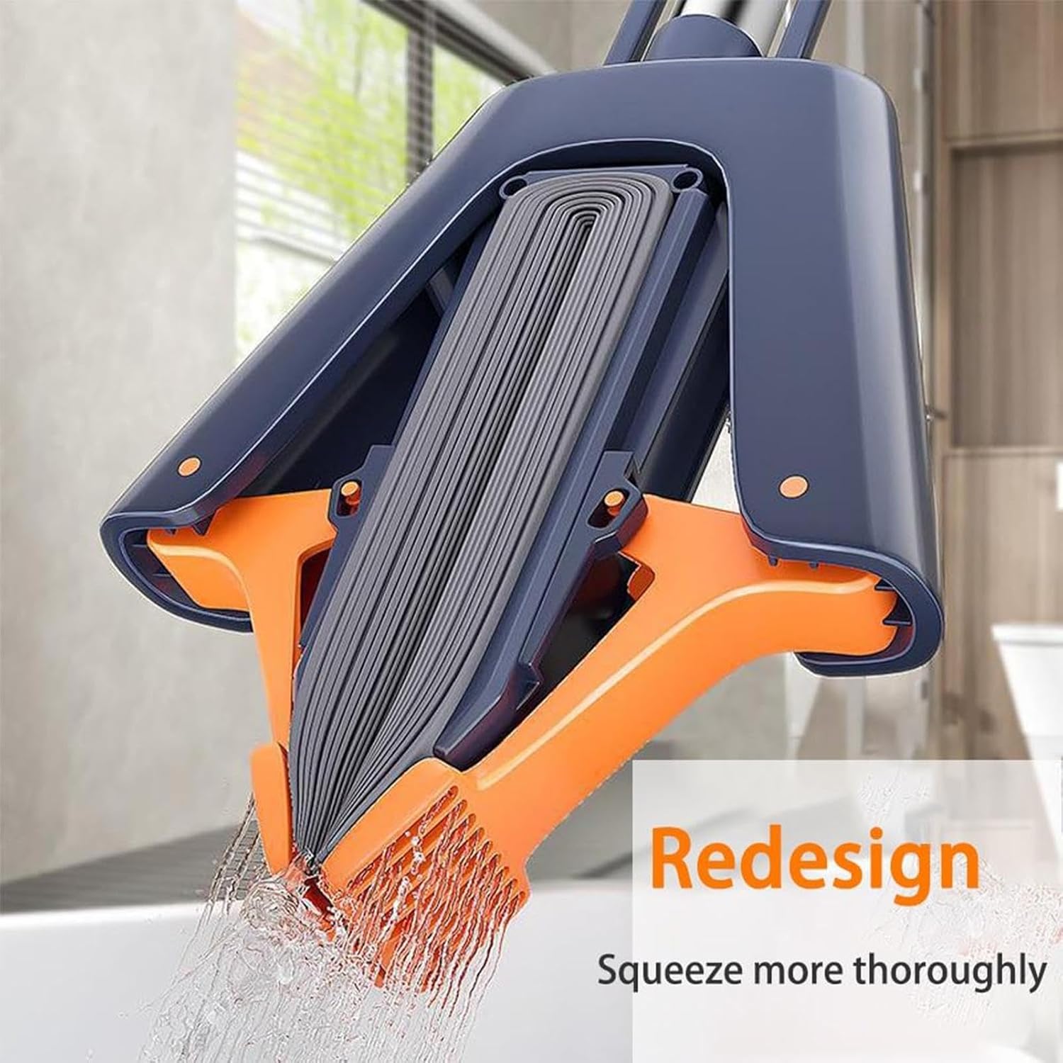 Floor Roller Mop - PVA Sponge With Adjustable Handle | Squeeze Mop With 2 Sponge Heads | Efficient Cleaning Absorbent for Hardwood Tile Marble Floor in Bedroom