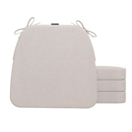 AAAAAcessories D-Shaped Chair Cushions for Dining Chairs with Ties and Removable Cover, 2'' Thick Dining Kitchen Chair Pads, Indoor Dining Room Chair Cushions, 17