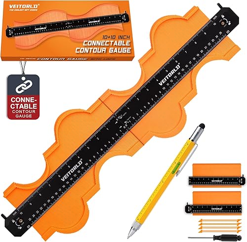 VEITORLD Medidor de contorno conectable (10 + 10 pulgadas), duplicador de perfil con cerradura, día del padre, regalos de cumpleaños únicos para