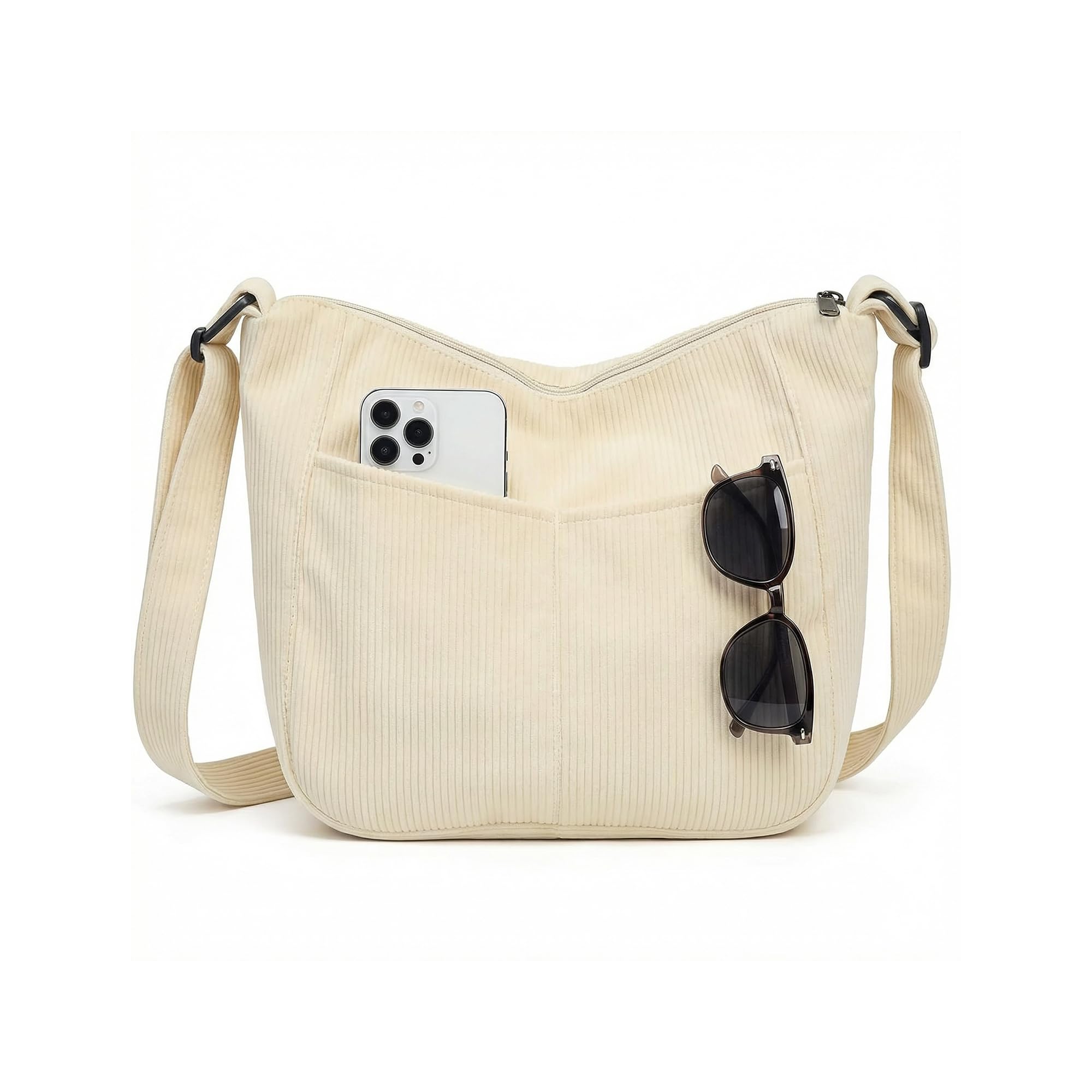 LOTEZAVA Tasche Damen Cord Tote Bag Crossbody Umhängetasche mit Reißverschluss Mehrere Shopper Taschen Handtasche zum Einkaufen, Arbeiten, Schule, Reisen und für den täglichen Gebrauch