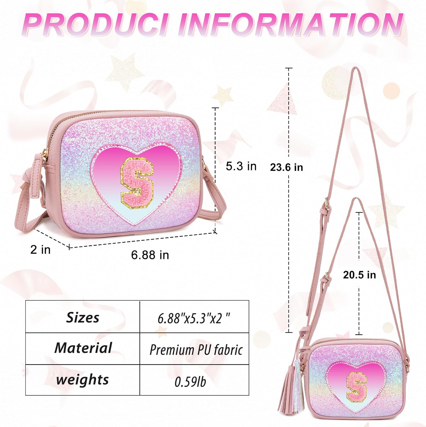 3 4 5 6 7 8 Year Old Girl Birthday Gifts Initial Toddler Girl Purse Kids Purse Toddler Girls Gift Heart Purse - Image 3