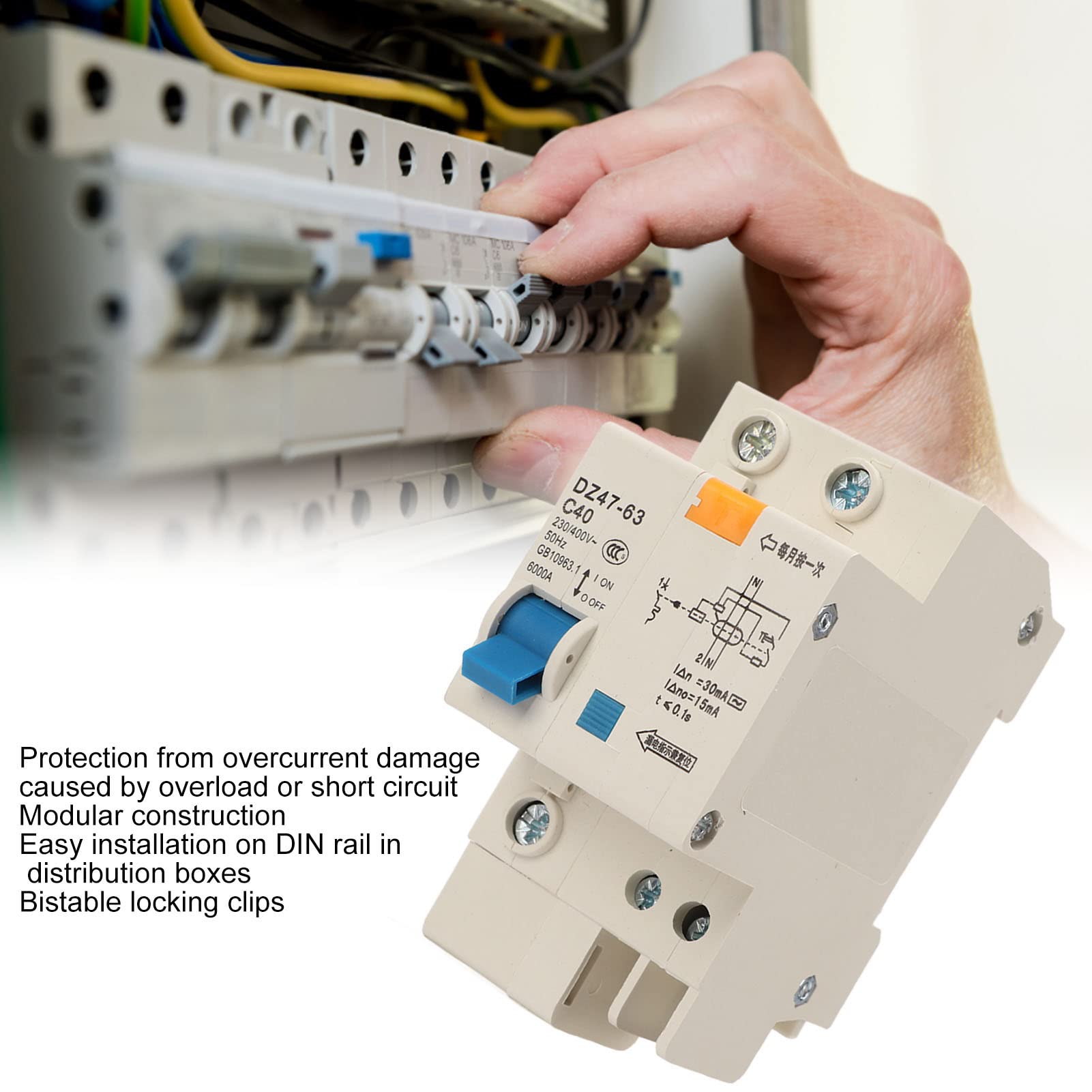 Interruttore Magnetotermico 1 Polo C40 - 40A, 230/400V - DZ47-63 Per Impianti Elettrici - Foto 10