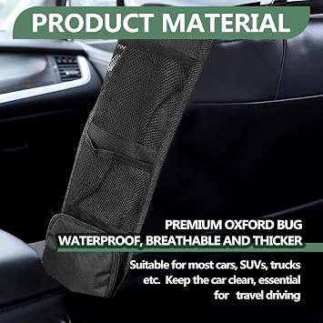 KEVWR 2 PCS Car Seat Side Organizer, Multifunctional Stuff Holder with Mesh Net Pocket, Auto Seat Storage Hanging Bag For Cars, SUVs, Trucks. Can Hold Mobile Phone, Wallet, Glasses (Black)