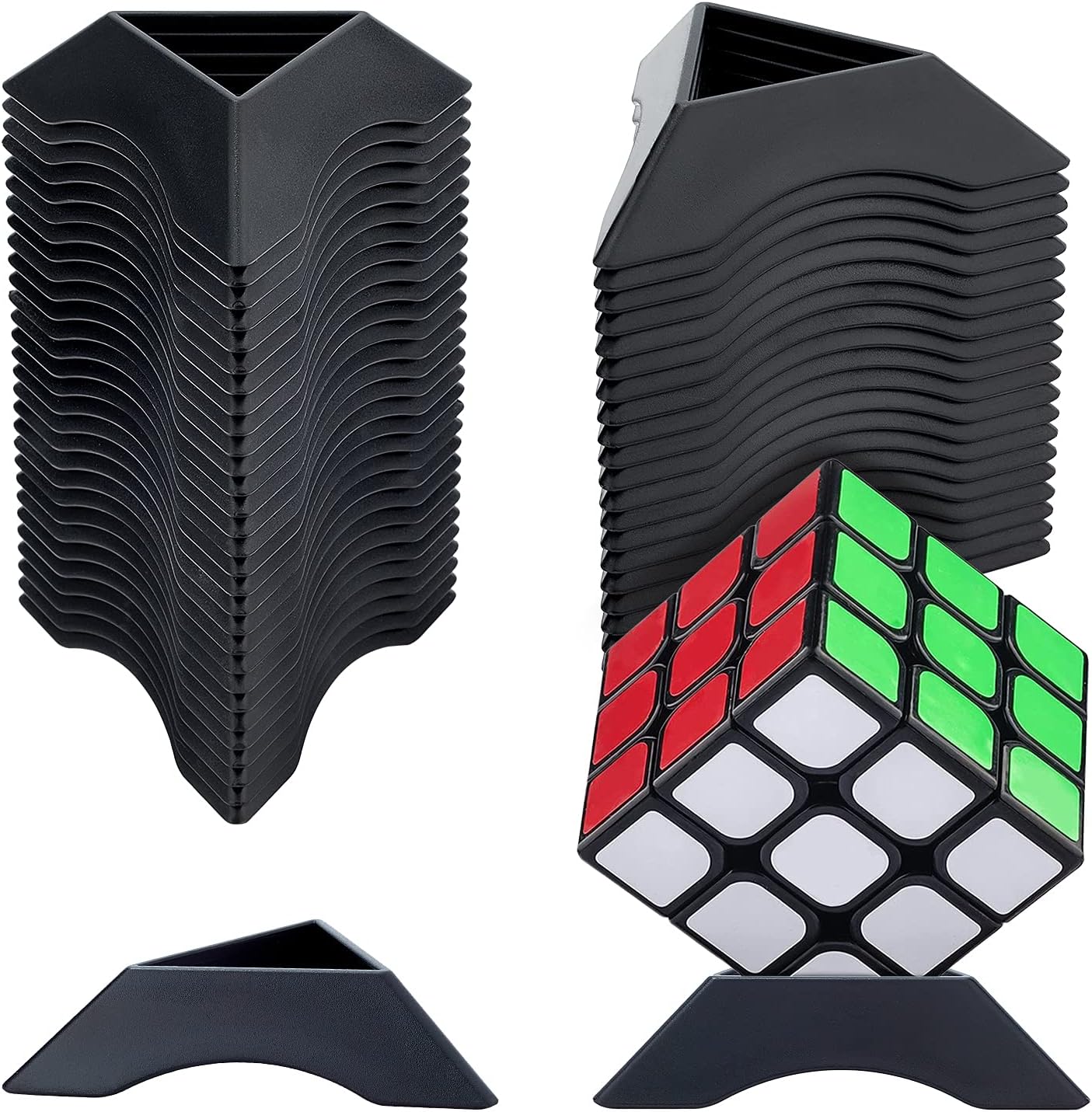Speed Cube Stand PandaHall 50pcs Speed Cube Holder, Black Plastic Cube Stand Triangle ...
