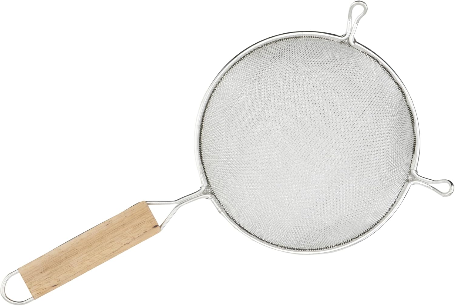 Winco 6 1/4" Tan Tin-Plated Steel Strainer, Single Mesh, Tin