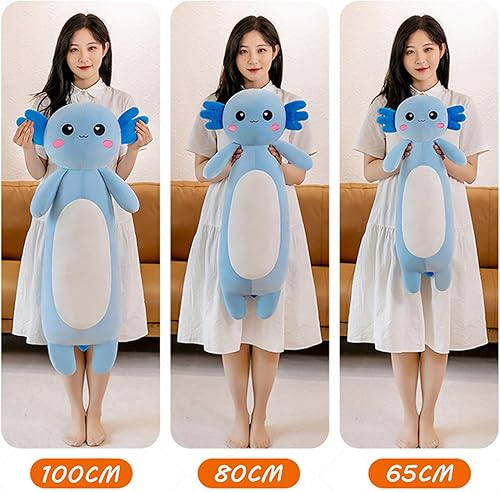 Miniatura 6 de Somao Almohada larga de felpa de ajolotl, lindo animal de peluche de ajolote, juguete de peluche suave para niñas y niños (39.3 pulgadas, verde)