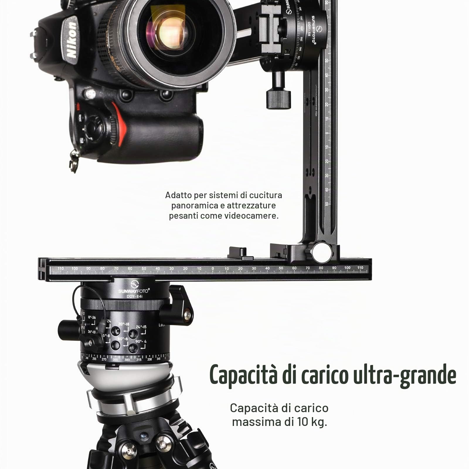 SUNWAYFOTO Base di livellamento DYH-68 Testa treppiede Capacità di carico 10 kg