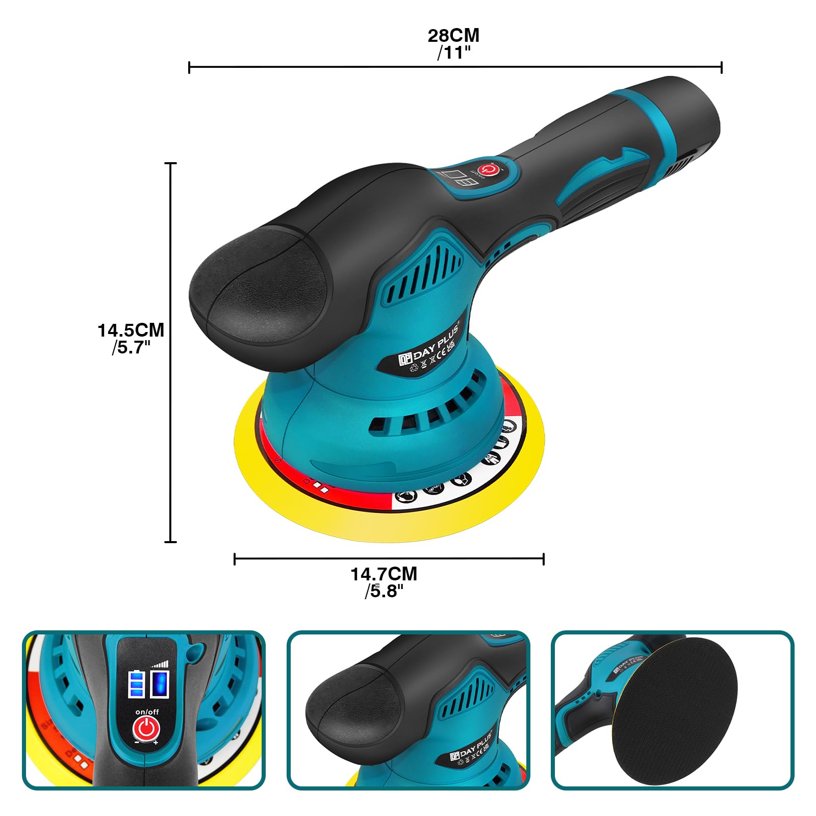 Polisseuse sans fil, avec 2 batteries 2000 mAh et chargeur, portable pour l'entretien de la voiture, 8 vitesses variables, pour polir et cirer
