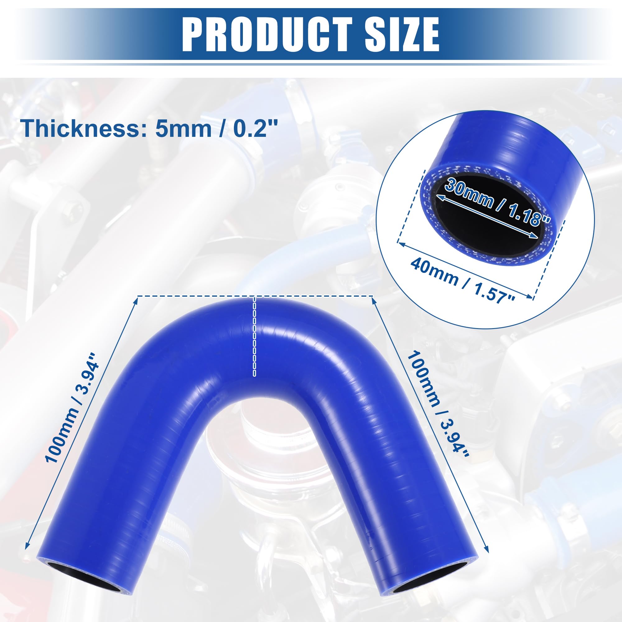 38-40mm 1.5"-1.6" ID Droit Coupleur Silicone Tuyau Bleu Pour Voiture