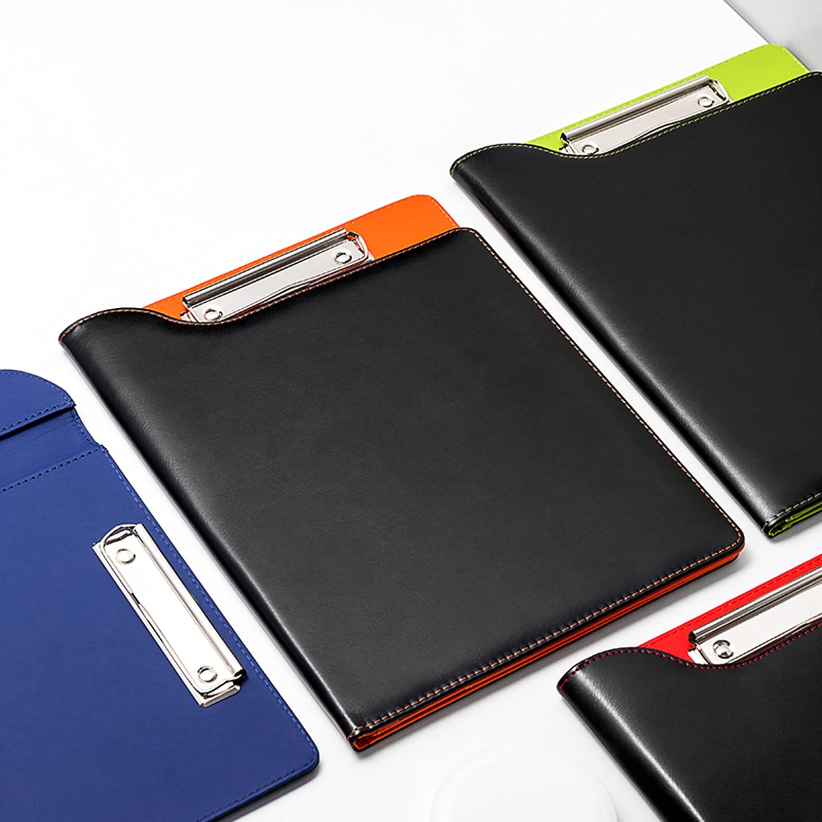 Uchwyt na dokumenty A4, wielofunkcyjny segregator spotkanie biznesowe Clipboard wielokolorowe podpisywanie książka skórzany segregator do biura, szkoły, biznesu, teczka do archiwum (zielony)
