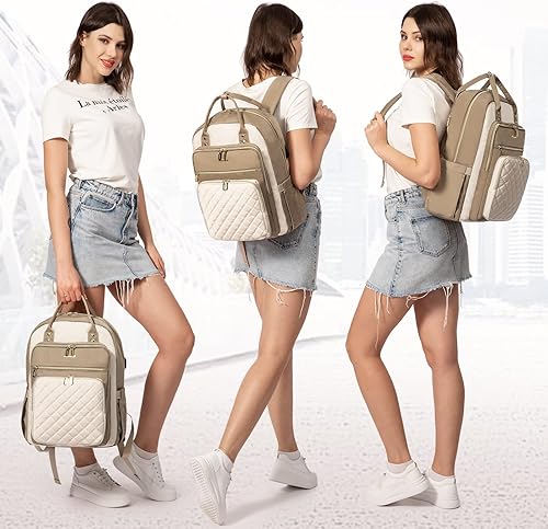 Miniatura 2 de LOVEVOOK - Mochila para laptop para mujeres, resistente al agua, mochila de trabajo y viaje con monedero, elegante, para la universidad, negocios,