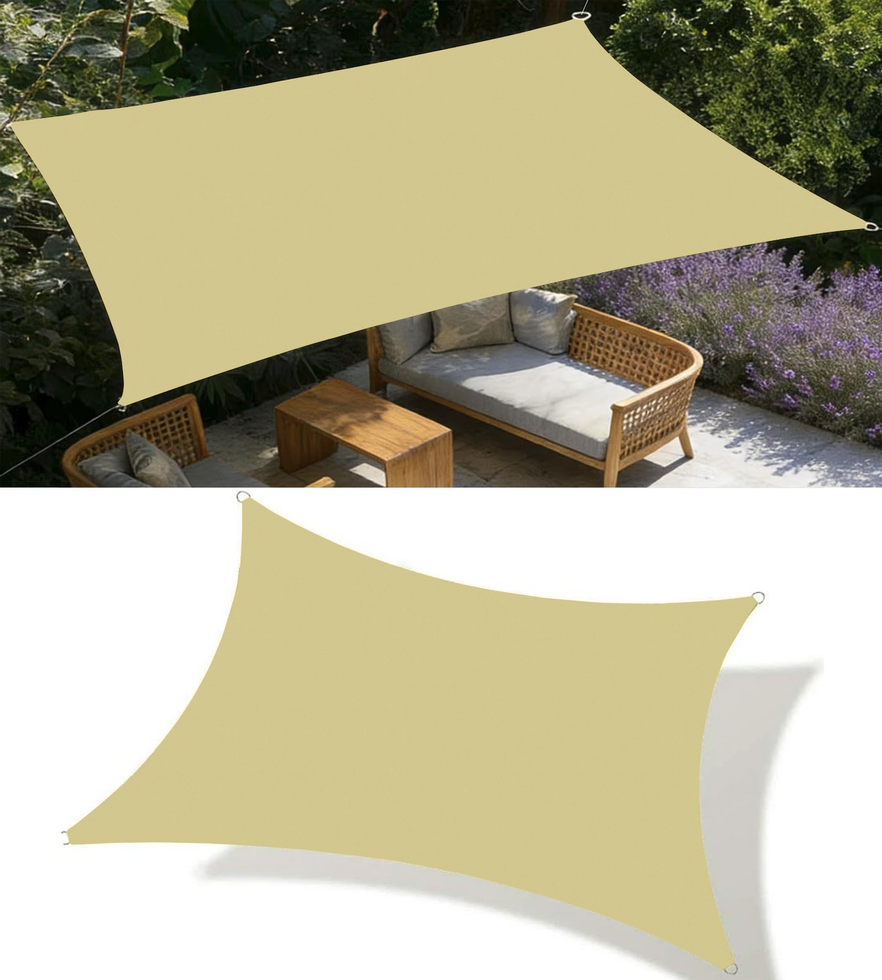 Sun Shade Sail Waterproof Rectangle 2.4x5M Shade Cloth Waterproof Outdoor Garden Patio Party Sunscreen Awning Canopy 95% UV Block with Rope for Outdoors Garden Patio Yard Party Sand
